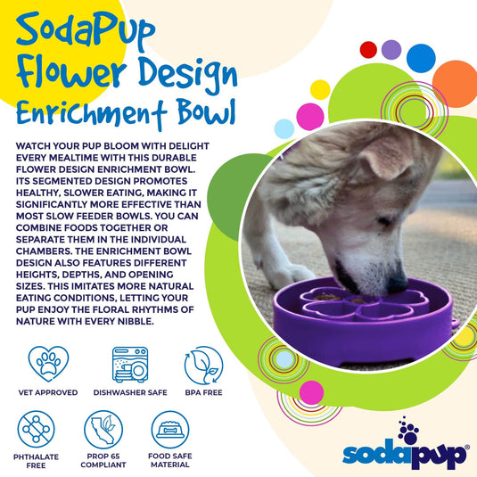 Flower eBowl Deep Slow Feeder Dog Bowl for Enrichment | USA Made