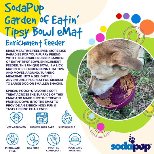 Garden of Eatin' Tipsy Bowl - Wobble Lick Mat for Dogs & Cats | USA Made