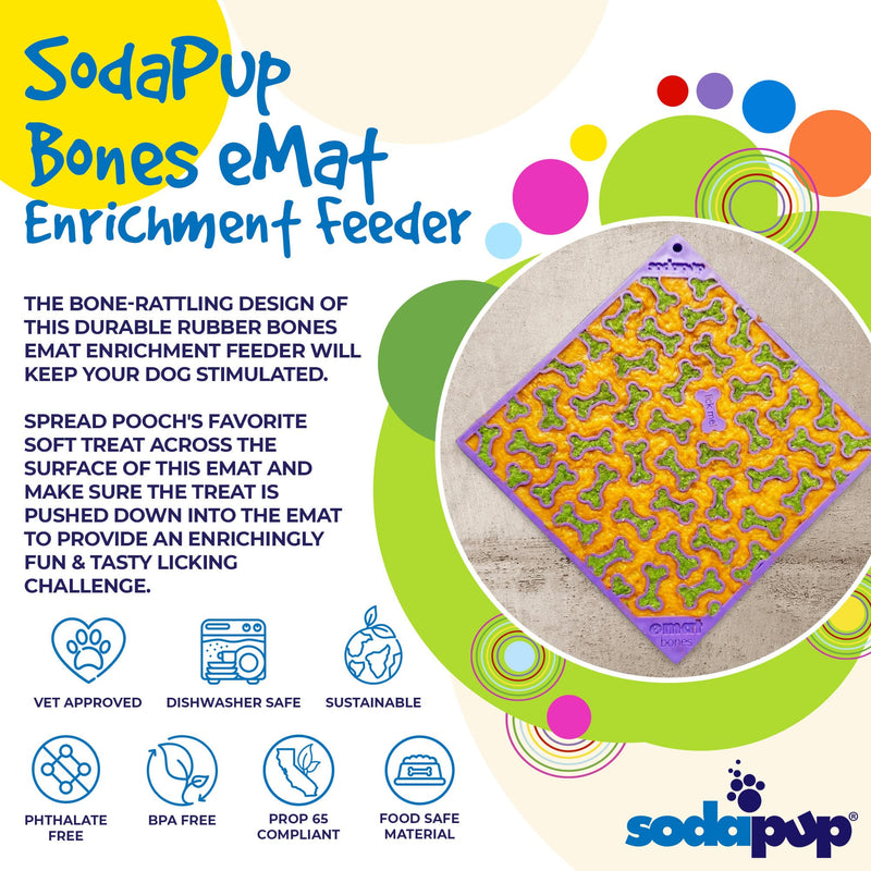 Load image into Gallery viewer, Bones eMat - Enrichment Lick Mat for Dogs and Cats | eMat Enrichment Toy for Anxiety Relief | SodaPup
