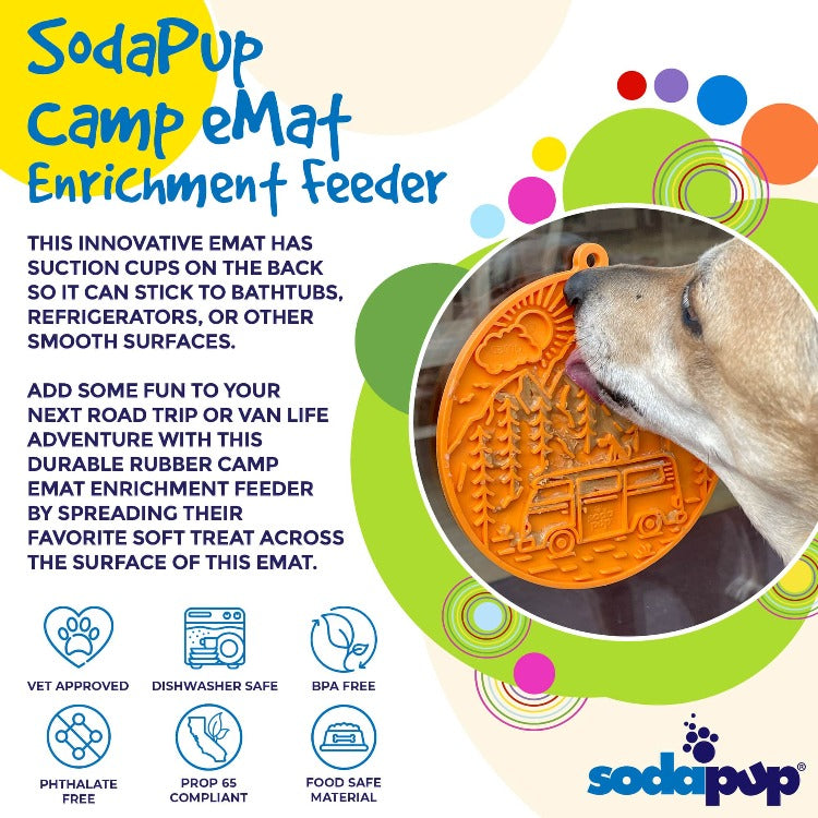 Load image into Gallery viewer, Camp eMat - Enrichment Lick Mat For Dogs and Cats - with Suction Cups | Retro Van Design | USA Made
