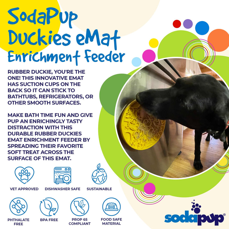 Load image into Gallery viewer, Rubber Duckies emat - Enrichment Lick Mat for Dogs and Cats - with Suction Cups | Bath Time Design | SodaPup USA Made
