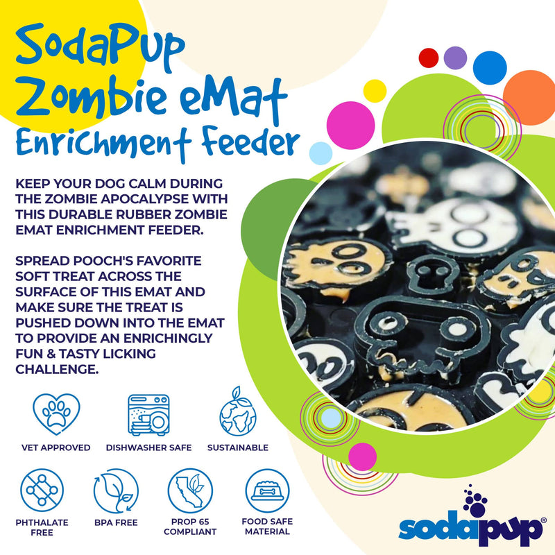 Load image into Gallery viewer, Zombie eMat - Enrichment Lick Mat for Dogs and Cats | Halloween Skull Design | SodaPup
