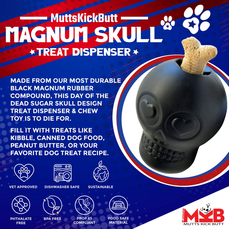 Load image into Gallery viewer, Magnum Sugar Skull Dog Chew Toy &amp; Treat Dispenser - USA Made | SodaPup
