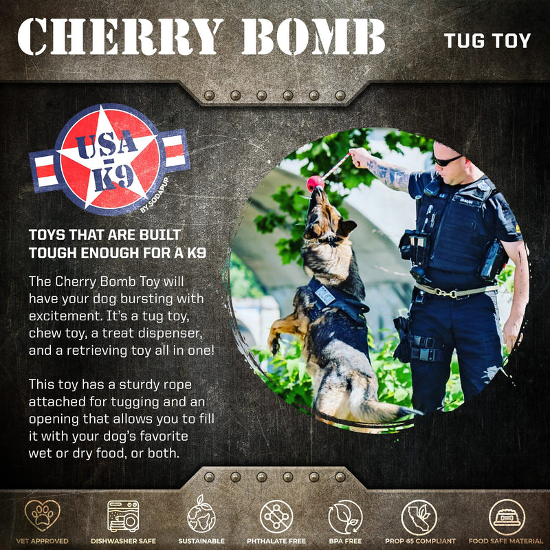 Load image into Gallery viewer, USA-K9 Cherry Bomb Rubber Dog Chew Toy | K9 Handler Reward Toy | USA Made
