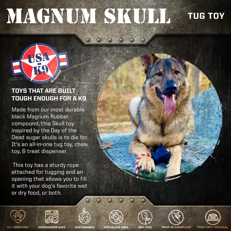 Load image into Gallery viewer, USA-K9 Magnum Skull - Black Magnum Rubber Chew Toy for Extreme Chewers | USA Made

