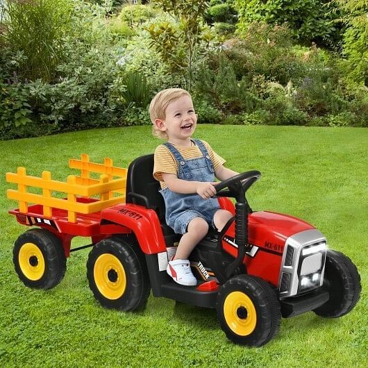 3-Gear-Shift Ground Loader Tractor for Kids 3+ Years Old - Red