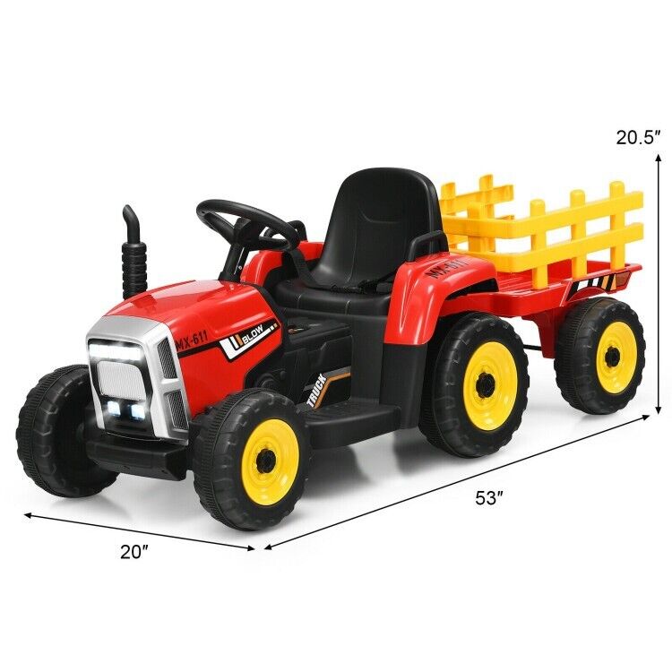 Load image into Gallery viewer, 3-Gear-Shift Kids Tractor with Trailer Loader and Ground Battery for Toddlers (12V)

