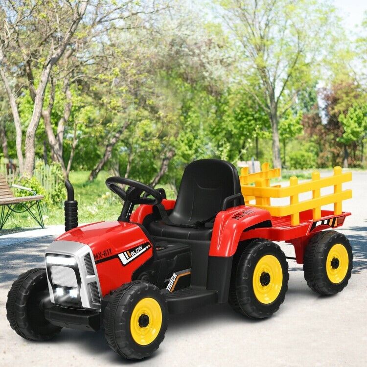 Load image into Gallery viewer, 3-Gear-Shift Kids Tractor with Trailer Loader and Ground Battery for Toddlers (12V)
