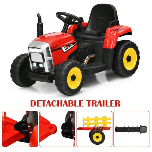 3-Gear-Shift Kids Tractor with Trailer Loader and Ground Battery for Toddlers (12V)