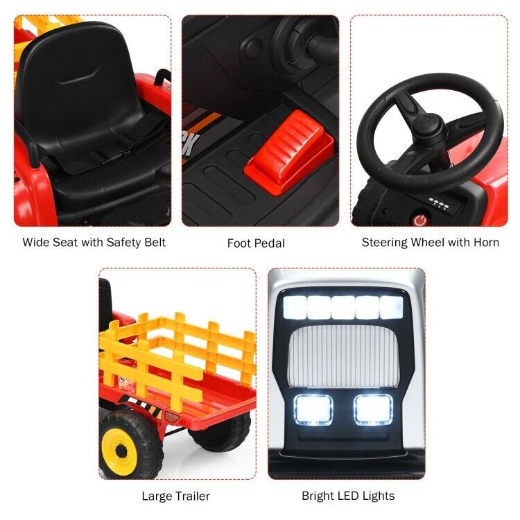 Load image into Gallery viewer, 3-Gear-Shift Kids Tractor with Trailer Loader and Ground Battery for Toddlers (12V)
