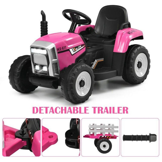 3-Gear-Shift Ride-On Tractor Car for Kids with Ground Loader - Battery Powered (12V)