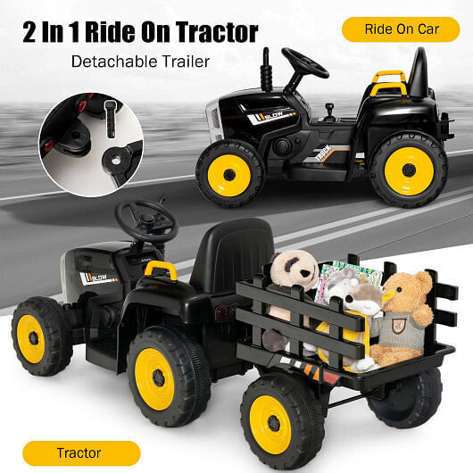 3-Gear-Shift Ride-On Tractor for Kids 3+ Years Old - Black