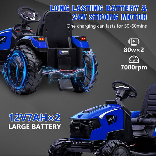 3-in-1 Electric Ride-On Excavator Bulldozer with Trailer for Kids - Remote Control Toy