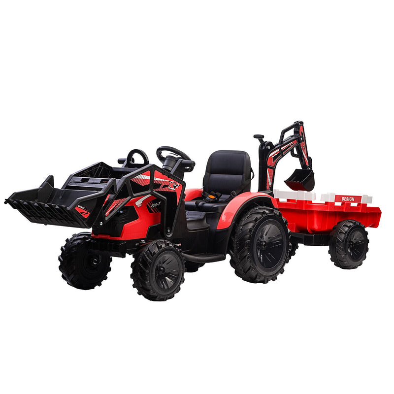 Load image into Gallery viewer, 3-in-1 Electric Ride-On Tractor Bulldozer with Trailer and Remote Control for Kids (24V)
