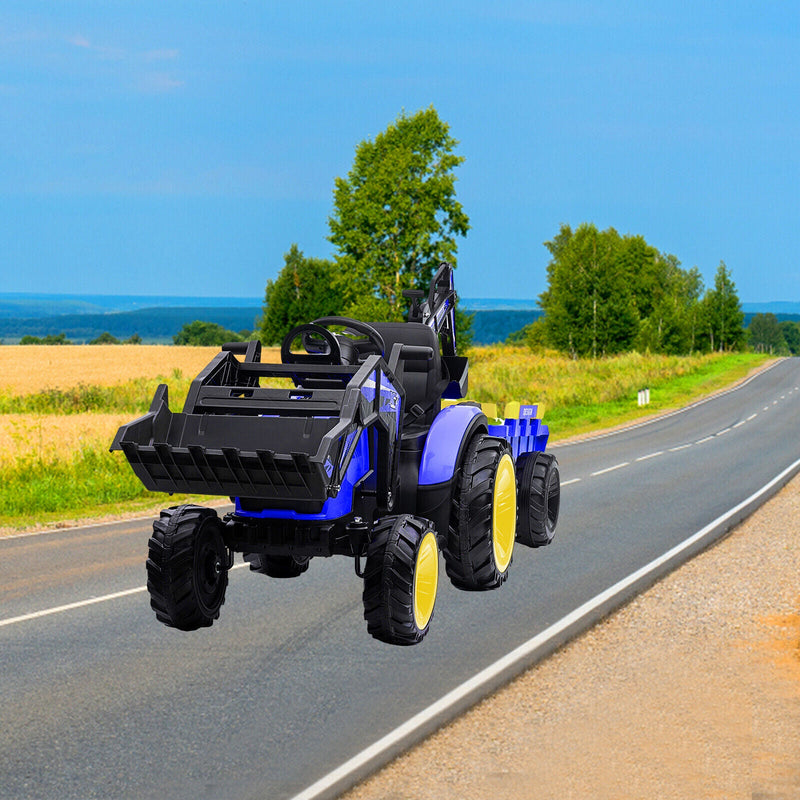 Load image into Gallery viewer, 3-in-1 Electric Ride-On Tractor Bulldozer with Trailer and Remote Control for Kids (24V)
