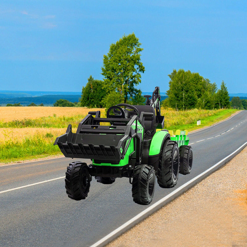 Load image into Gallery viewer, 3-in-1 Electric Ride-On Tractor Bulldozer with Trailer and Remote Control for Kids (24V)
