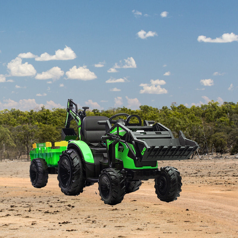Load image into Gallery viewer, 3-in-1 Electric Ride-On Tractor Bulldozer with Trailer and Remote Control for Kids (24V)
