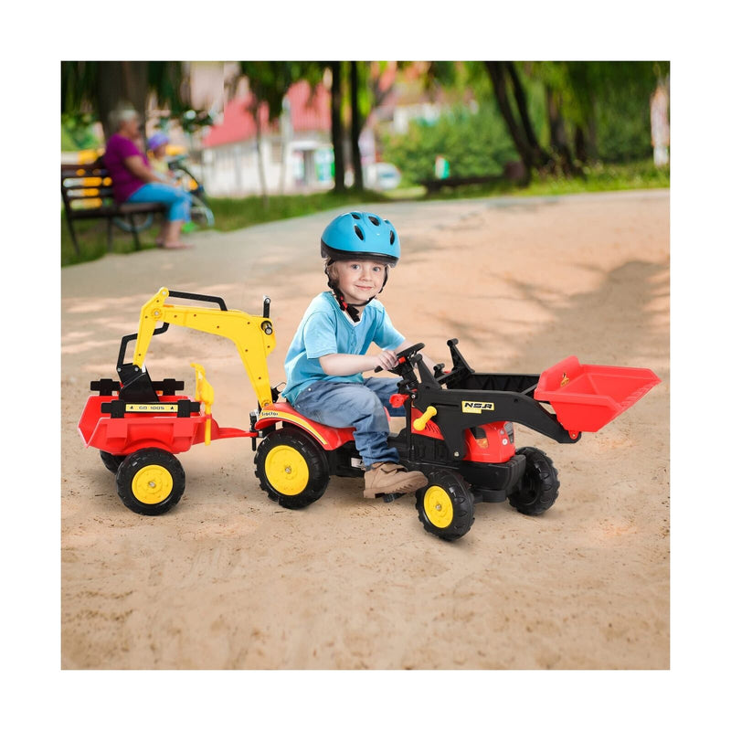 Load image into Gallery viewer, 3-in-1 Kids Ride-On Excavator/Bulldozer: Pedal Car Digger Toy for Forward Movement
