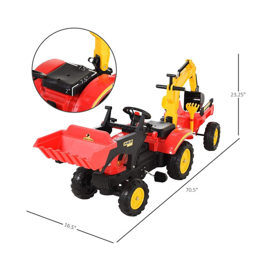 3-in-1 Kids Ride-On Excavator/Bulldozer: Pedal Car Digger Toy for Forward Movement