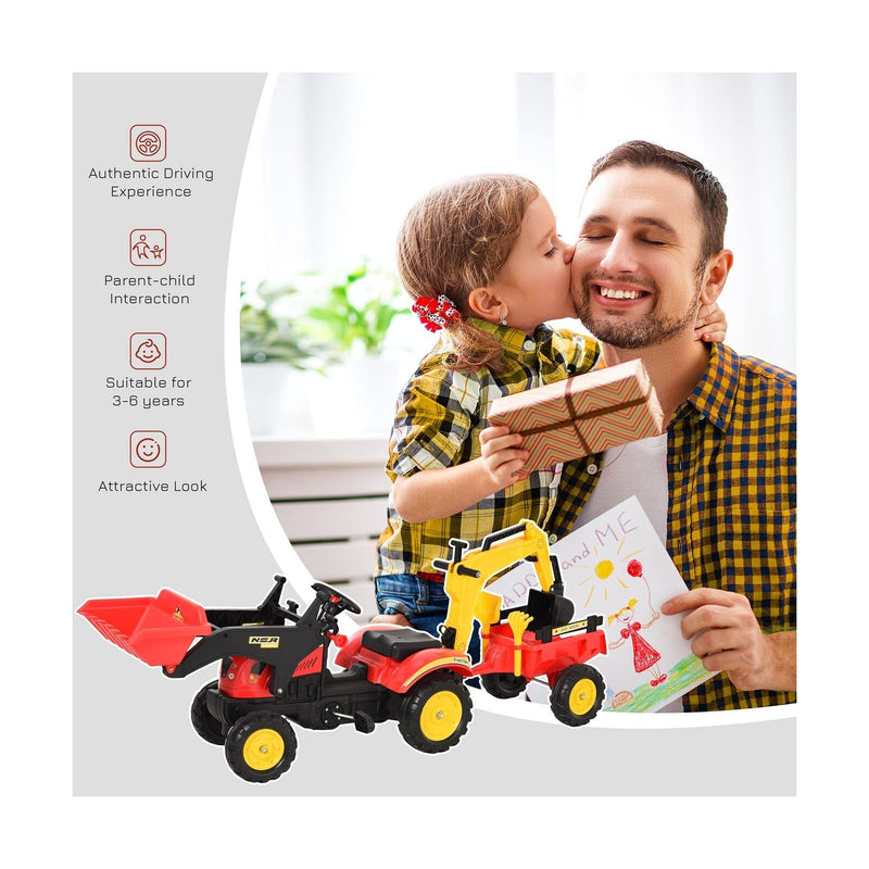 Load image into Gallery viewer, 3-in-1 Kids Ride-On Excavator/Bulldozer: Pedal Car Digger Toy for Forward Movement

