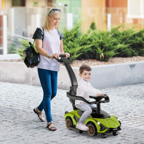 Load image into Gallery viewer, 3-in-1 Licensed Lamborghini Ride-On Toy Stroller in Green
