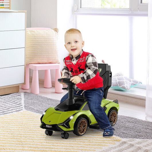 Load image into Gallery viewer, 3-in-1 Licensed Lamborghini Ride-On Toy Stroller in Green
