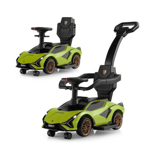Load image into Gallery viewer, 3-in-1 Licensed Lamborghini Ride-On Toy Stroller in Green
