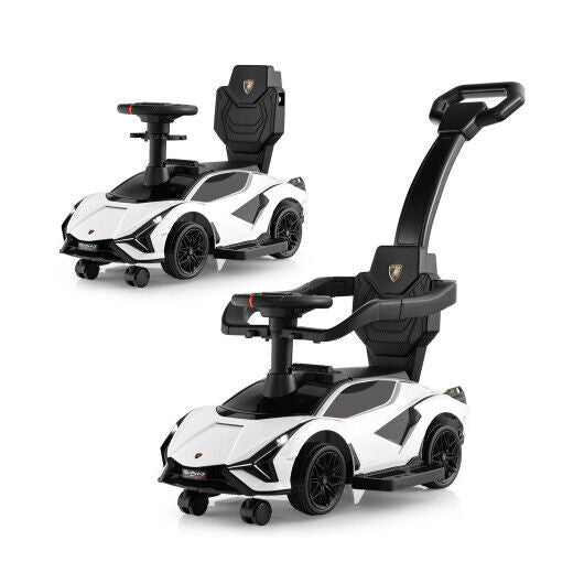 Load image into Gallery viewer, 3-in-1 Licensed Lamborghini Ride-On Toy Stroller in White
