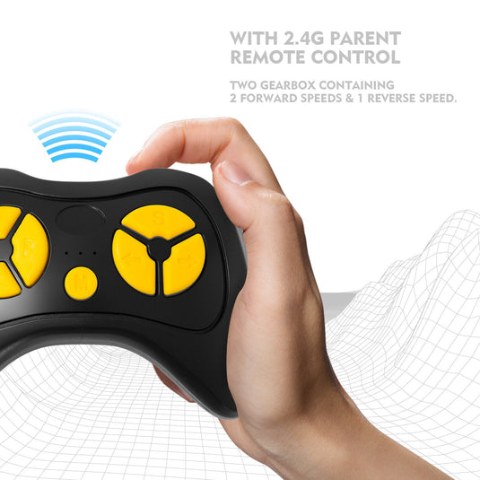 3-Speed Black Ride-On Car for Kids with RC, MP3, LED Lights, USB, and Cover - 12V Battery Powered