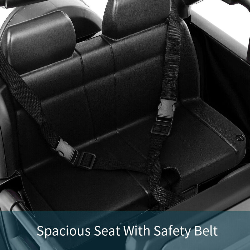 Load image into Gallery viewer, 3-Speed Black Ride-On Car for Kids with RC, MP3, LED Lights, USB, and Cover - 12V Battery Powered
