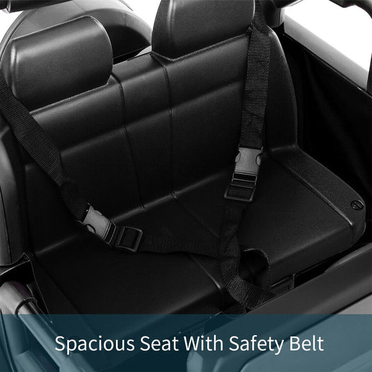 3-Speed Black Ride-On Car for Kids with RC, MP3, LED Lights, USB, and Cover - 12V Battery Powered