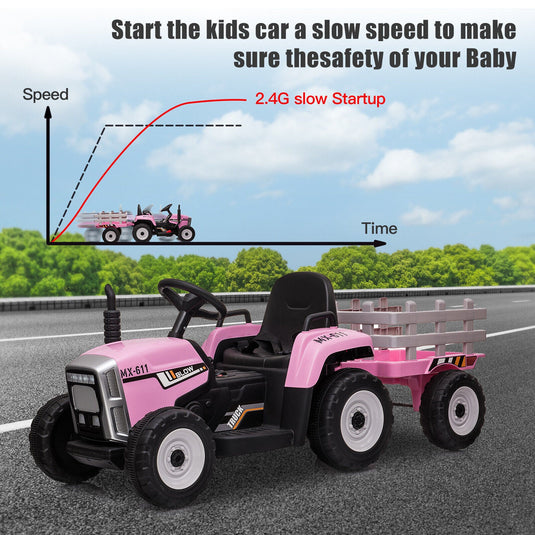 3-Speed Electric 12V Tractor Ride-On Car for Kids with Remote Control