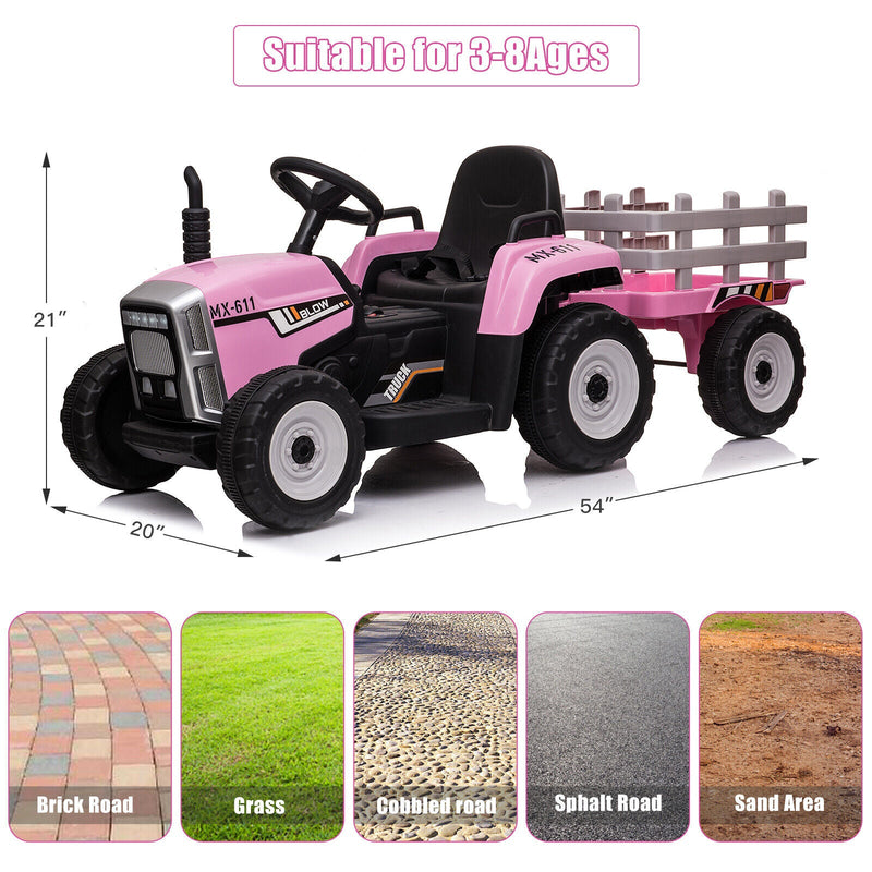 Load image into Gallery viewer, 3-Speed Electric 12V Tractor Ride-On Car for Kids with Remote Control
