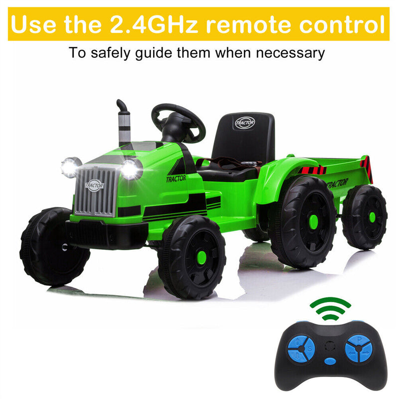Load image into Gallery viewer, 3-Speed Electric Ride On Tractor Car Toy with Trailer for Kids - Remote Controlled
