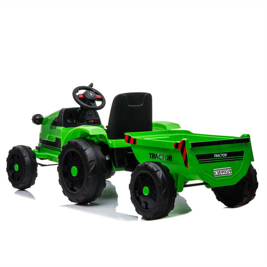 3-Speed Electric Ride On Tractor Car Toy with Trailer for Kids - Remote Controlled