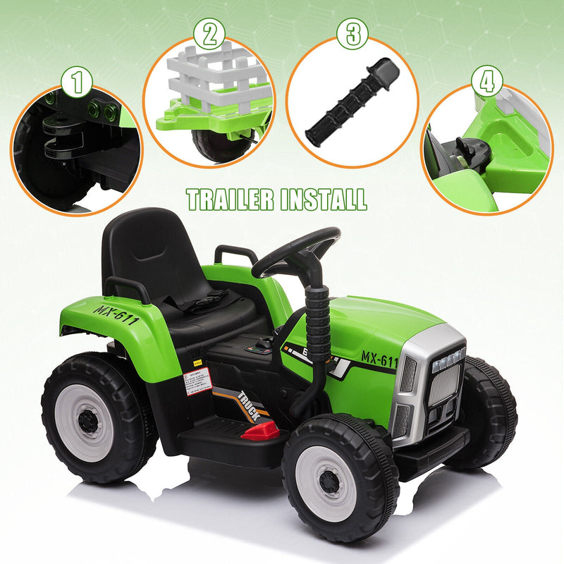 Load image into Gallery viewer, 3-Speed Electric Ride On Tractor Car with Trailer for Kids - Remote Controlled with LED Lights
