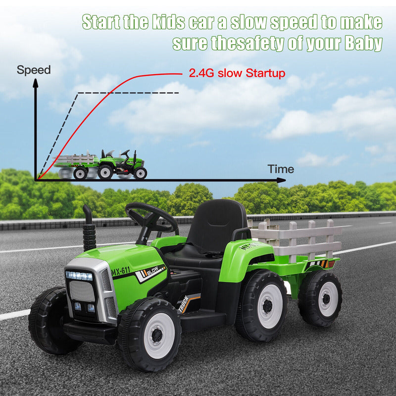 Load image into Gallery viewer, 3-Speed Electric Ride On Tractor Car with Trailer for Kids - Remote Controlled with LED Lights

