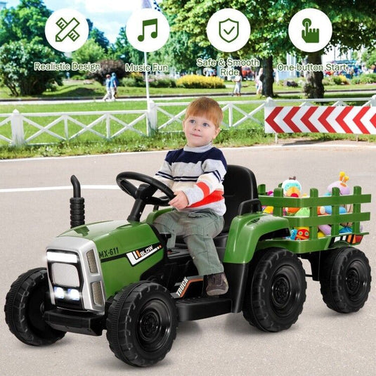 3-Speed Kids Ride-On Tractor with Ground Loader Attachment