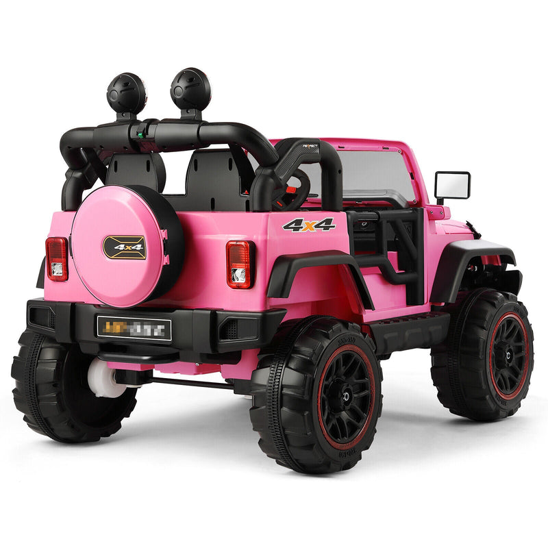 Load image into Gallery viewer, 3-Speed Pink Ride On Car Truck for Kids with RC, MP3, LED Lights, USB, and Cover - 12V Battery Powered

