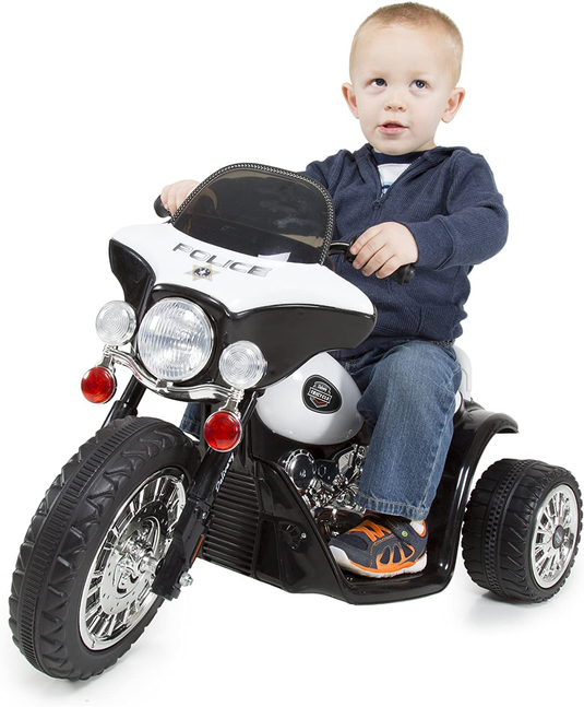 3-Wheel Battery-Powered Kids Motorbike with Police Decals
