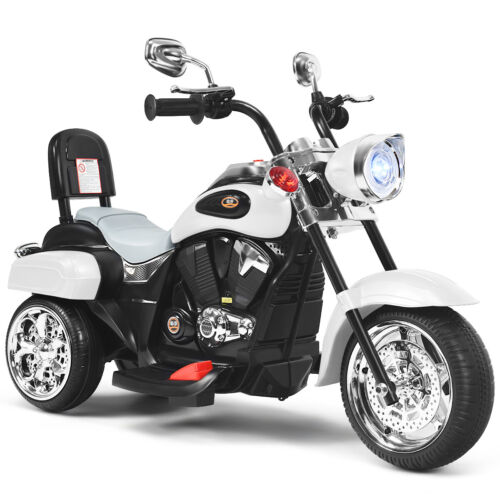 Load image into Gallery viewer, 3-Wheel Chopper Motorcycle for Kids with Light &amp; Horn - White
