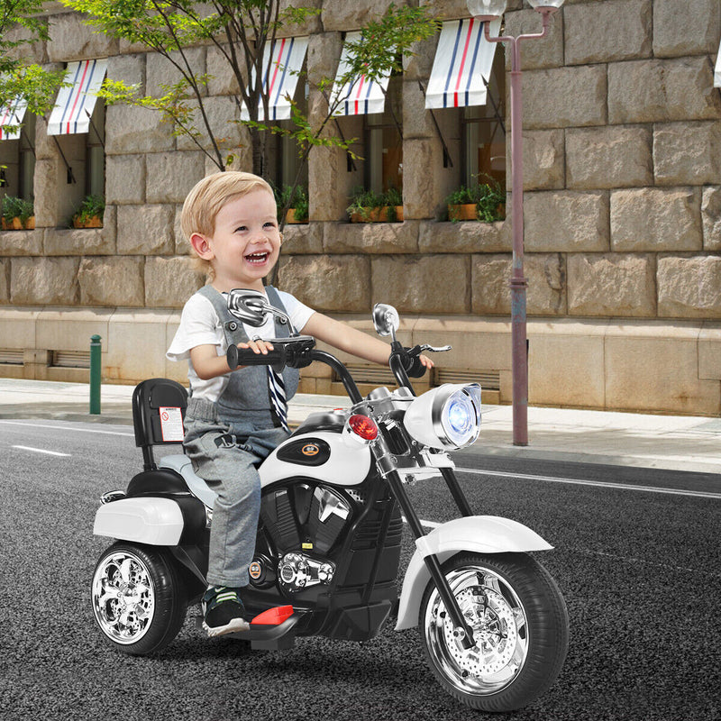Load image into Gallery viewer, 3-Wheel Chopper Motorcycle for Kids with Light &amp; Horn - White
