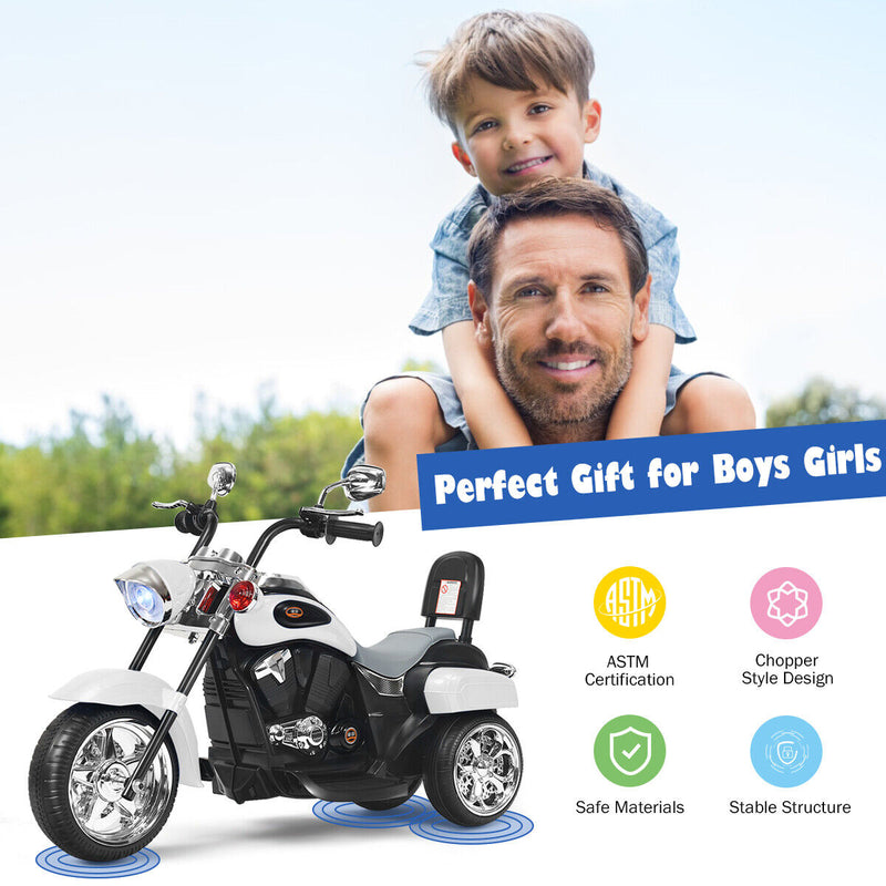 Load image into Gallery viewer, 3-Wheel Chopper Motorcycle for Kids with Light &amp; Horn - White
