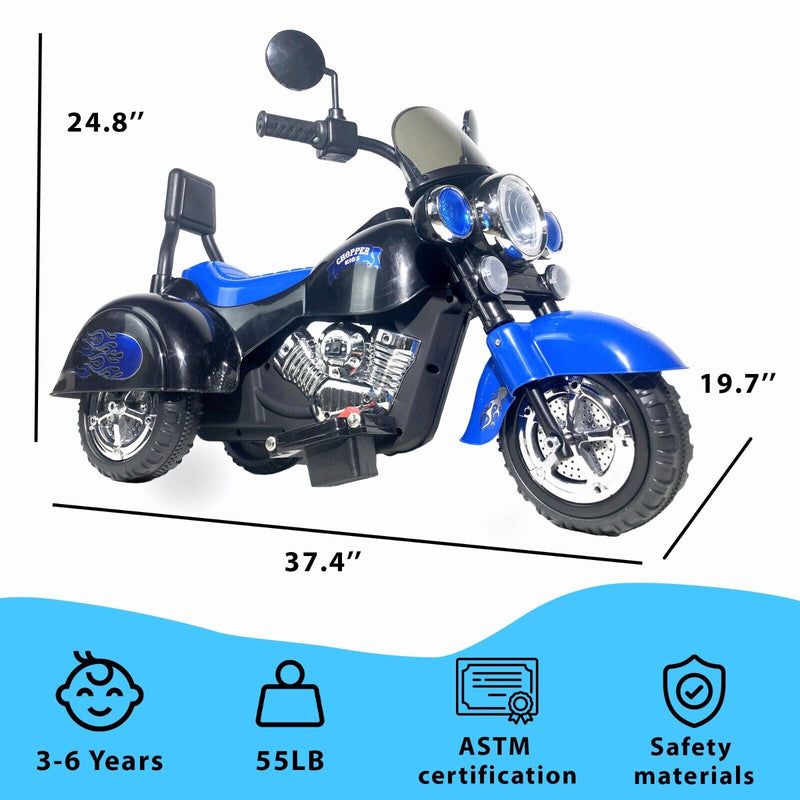 Load image into Gallery viewer, 3-Wheel Chopper Ride-On Motorcycle Toy for Kids with LED Headlights

