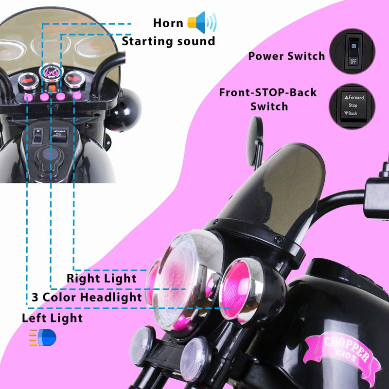 Load image into Gallery viewer, 3-Wheel Chopper Ride-On Motorcycle Toy for Kids with LED Headlights
