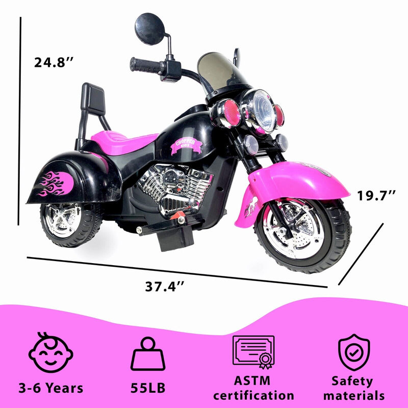 Load image into Gallery viewer, 3-Wheel Chopper Ride-On Motorcycle Toy for Kids with LED Headlights
