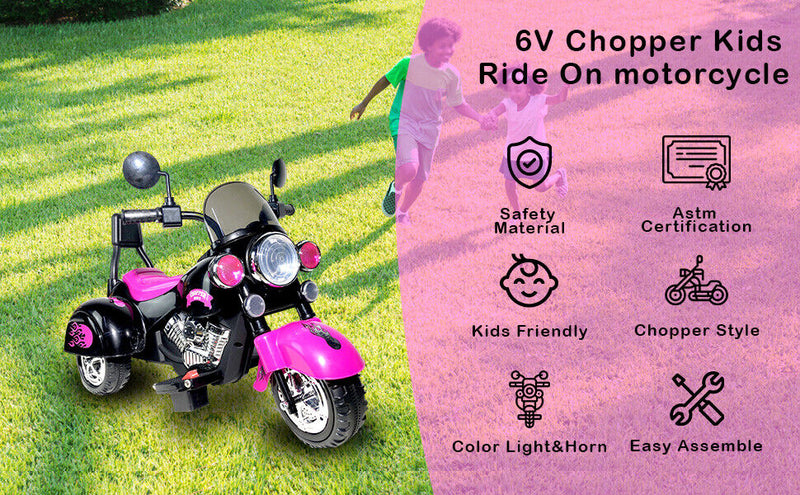 Load image into Gallery viewer, 3-Wheel Chopper Ride-On Motorcycle Toy for Kids with LED Headlights
