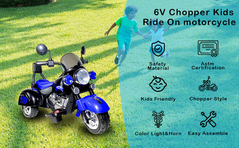 Load image into Gallery viewer, 3-Wheel Chopper Ride-On Motorcycle Toy for Kids with LED Headlights
