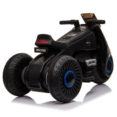 3-Wheel Double Drive Electric Motorcycle for Kids in Sleek Black