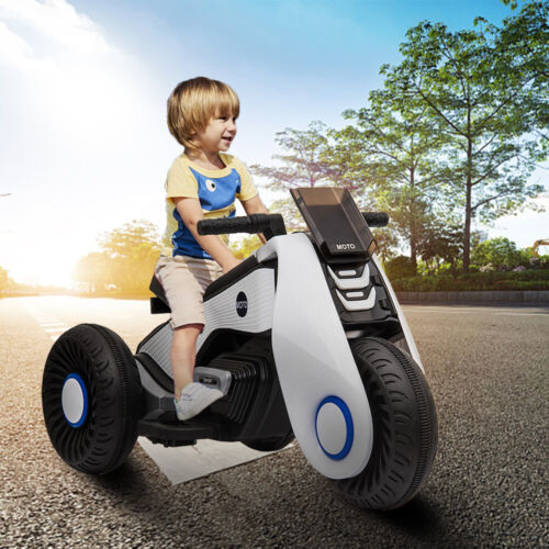 Load image into Gallery viewer, 3-Wheel Double Drive Electric Motorcycle for Kids in White, Black, or Pink
